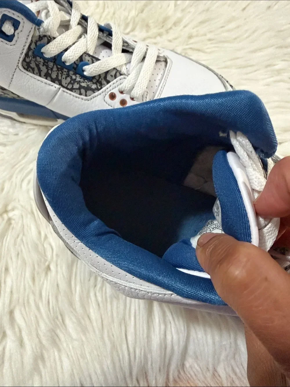 Jordan Air 3 Retro Washington Wizard Kids White & Blue Retro Sneakers Size 6.5Y